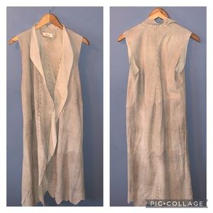 Jackett Suede Leather Long Vest Size Small